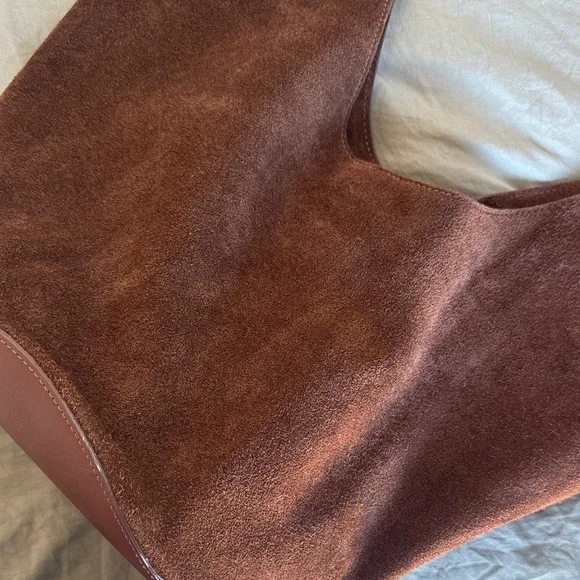 Women's Brown Suede Shoulder Bag - Picture 3 of 5